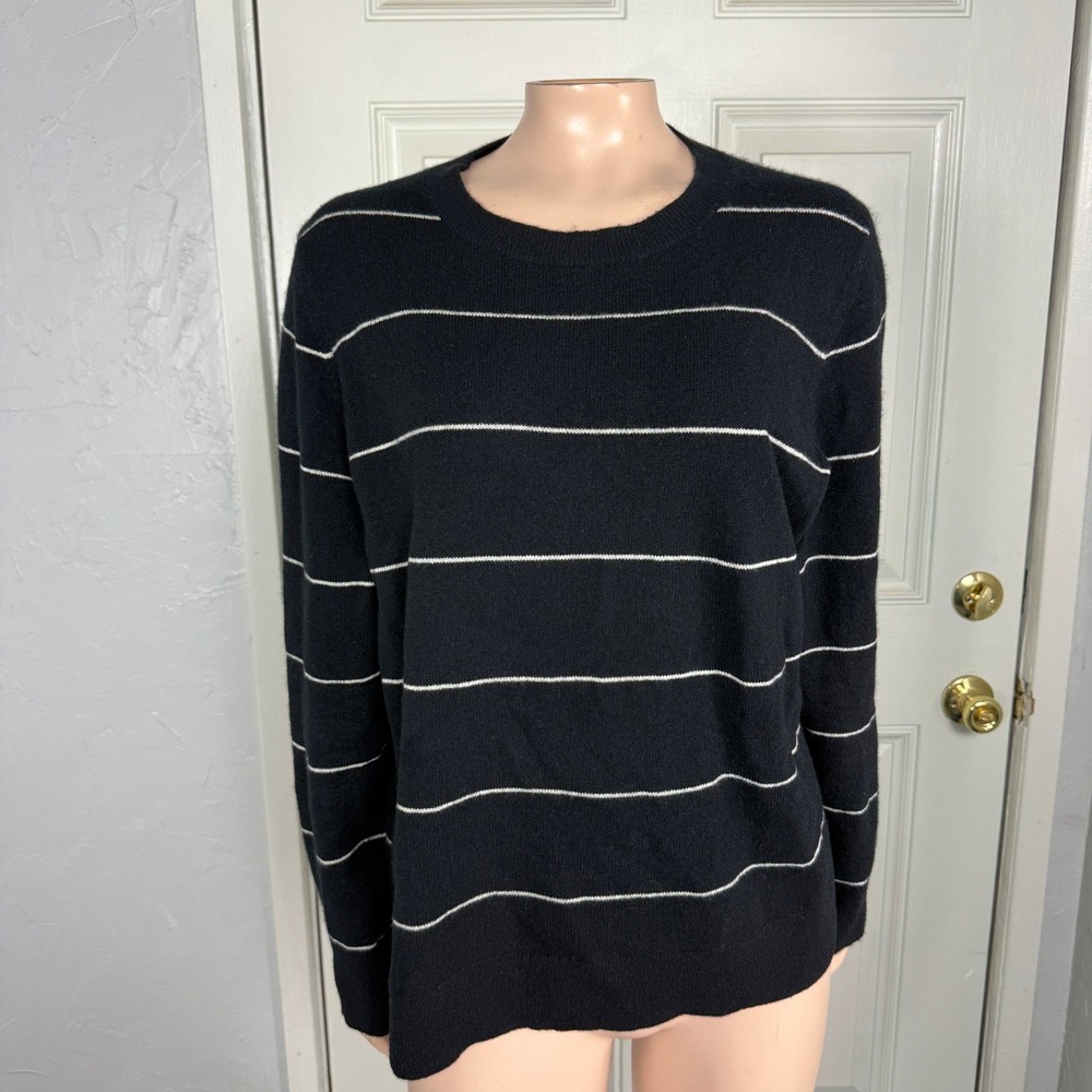 Nordstrom Women's Sweater XL Cashmere Pullover Striped L/S Crew neck A3-9